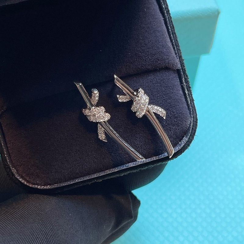 The hottest topic! Tiffany Knot earrings 18K diamond replica Tim06397