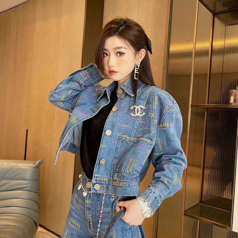 Not available in Japan Chanel printed denim jacket replica shx62606