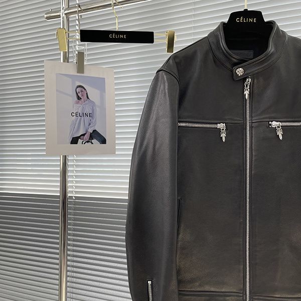 CHROME HEARTS Replica Leather Jacket CH Shipping Included Kua33016