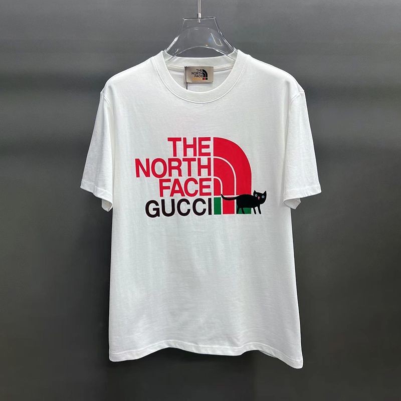 Rare [Shipping included] Gucci x North Face fake collaboration short-sleeved T-shirt gun12019