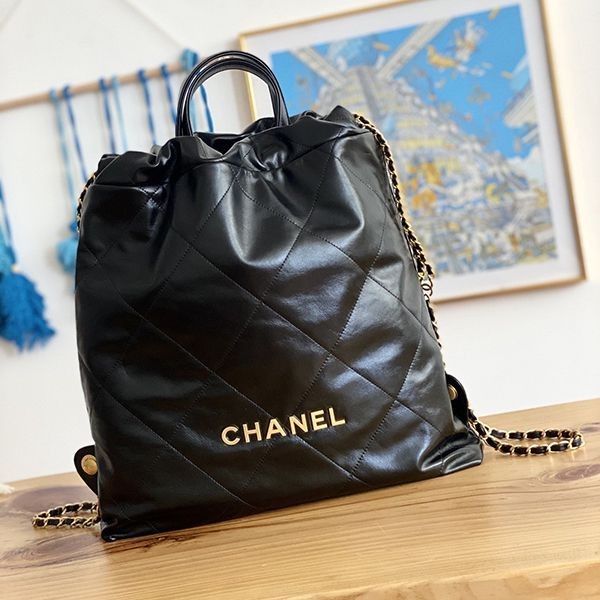 Rare color Chanel backpack quilted black rucksack AS3313B0803794305