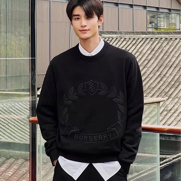 Cute Burberry Replica Logo Intarsia Wool Blend Sweater Baw00325