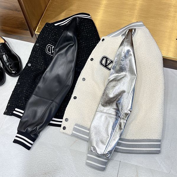 Popular all over the world? Valentino fake spike wool leather bomber jacket 2 colors Vuh34103