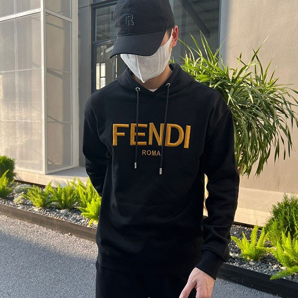 Fendi ROMA logo embroidered hoodie replica feh71955 Fendi ROMA logo embroidered hoodie replica feh71955