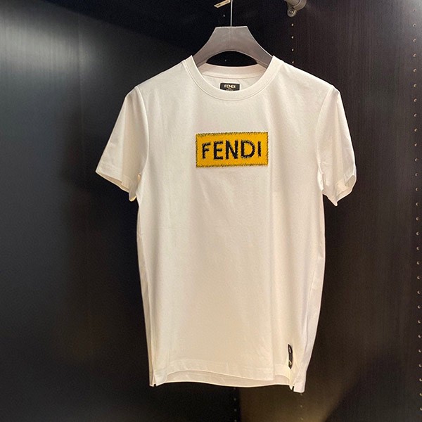 Fendi Square Logo White T-shirt Replica fev97580 Fendi Square Logo White T-shirt Replica fev97580