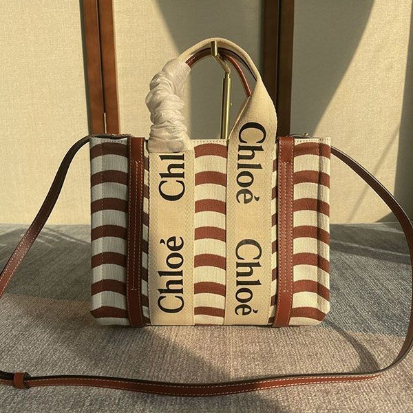 Hard to find Chloe Woody replica tote bag, canvas and leather, chi78455