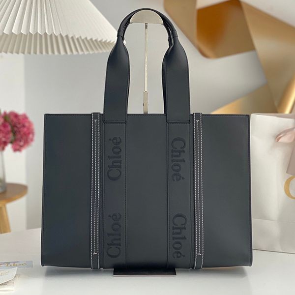 Very popular all over the world? Chloe Woody fake calfskin leather small tote bag 3 sizes CHC22WS397I60001