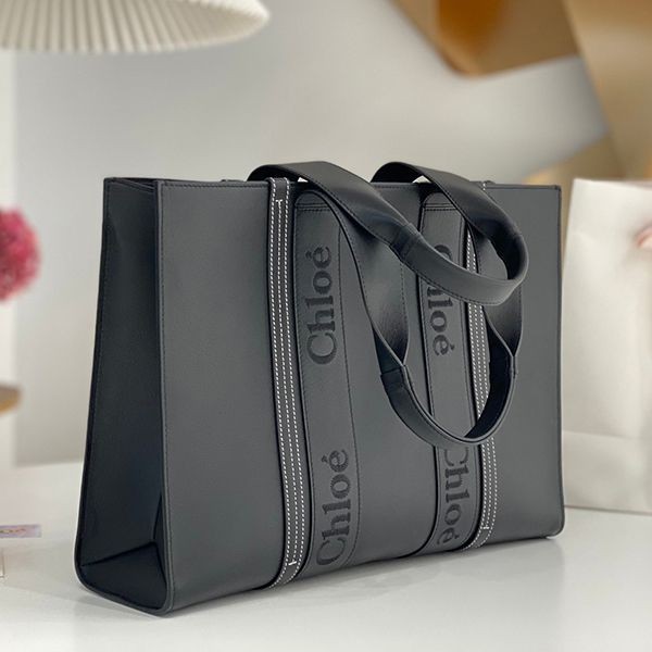 Very popular all over the world? Chloe Woody fake calfskin leather small tote bag 3 sizes CHC22WS397I60001