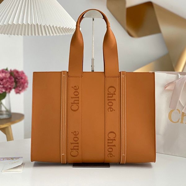 Very popular! Chloe Woody fake calfskin leather small tote bag 3 sizes CHC22WS397I60247