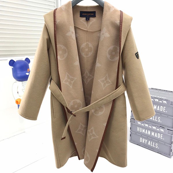 Very popular Louis Vuitton replica belted double-face hooded wrap coat 1A99K3
