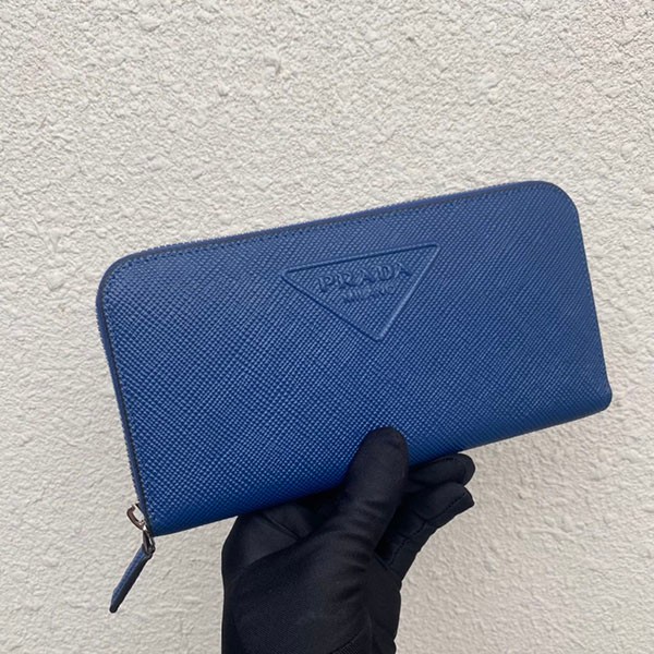 ☆Super popular☆Prada replica Saffiano embossed leather zip-around long wallet, blue 2ML317_2D1Q_F0016
