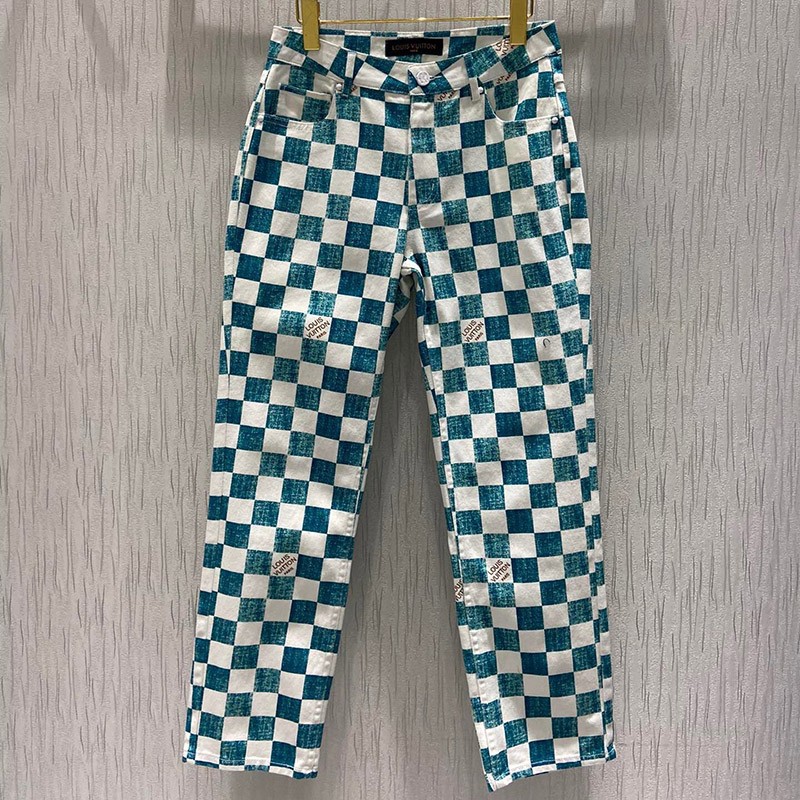 《Very Popular》21AW☆Louis Vuitton Denim Pants Replica☆Damier Regular 1A9A1L