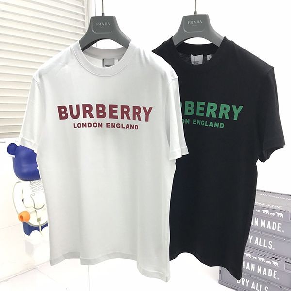 Eye-catching color Burberry logo cotton oversized T-shirt fake 2 colors Bax06236
