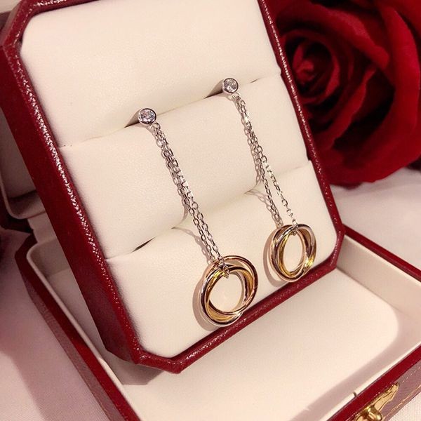 Free shipping Cartier TRINITY diamond earrings fake kau30485