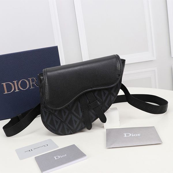 Classic Dior calfskin ribbon lettering saddle bag replica dew53613