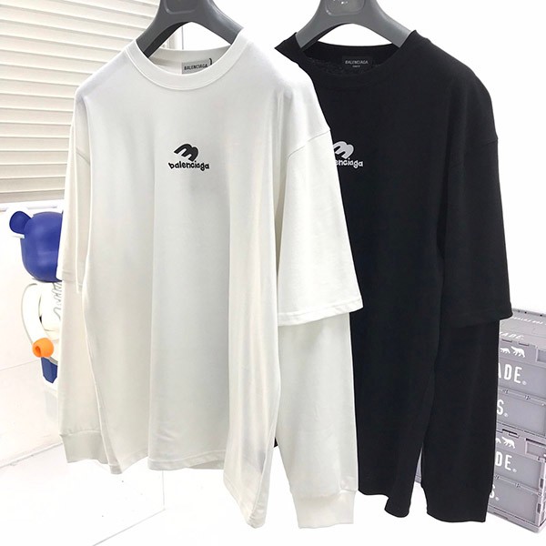 New Balenciaga Replica SPORTY B DOUBLE SLEEVES T-shirt 2 colors baf47498