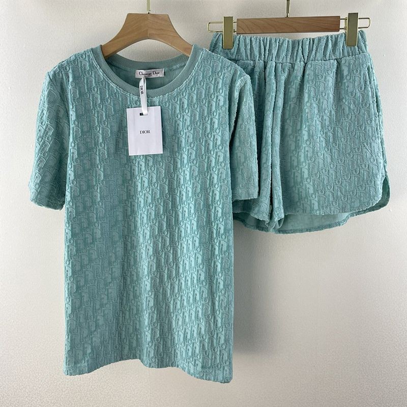 21-22AW Dior T-shirt replica oblique round neck terry cotton top and bottom set dei74877 21-22AW Dior T-shirt replica oblique round neck terry cotton top and bottom set dei74877