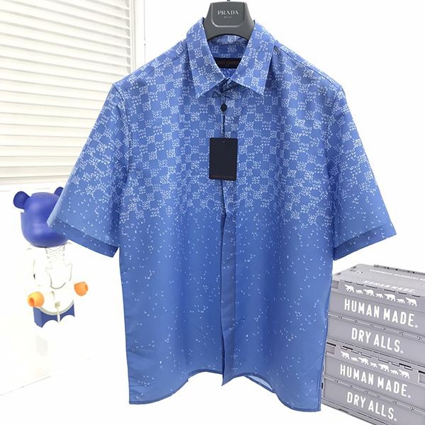 Rare Louis Vuitton short sleeve salt print denim shirt replica vud48486