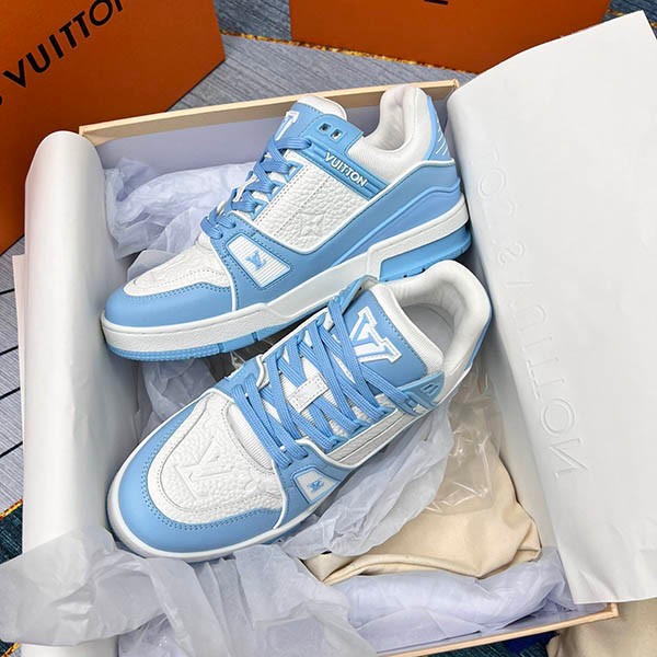 Louis Vuitton LV Trainer Line Sneakers Replica Blue Ciel 1AA6X3
