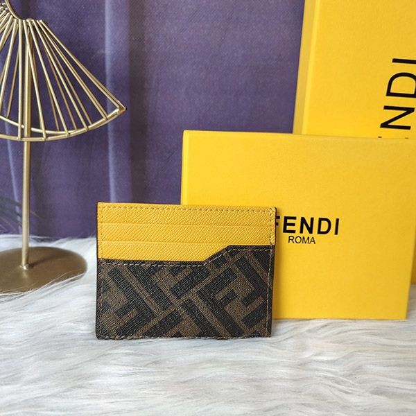 Sold out Fendi Replica Brown Fabric Card Case 7M0333AJJ5F1HRE