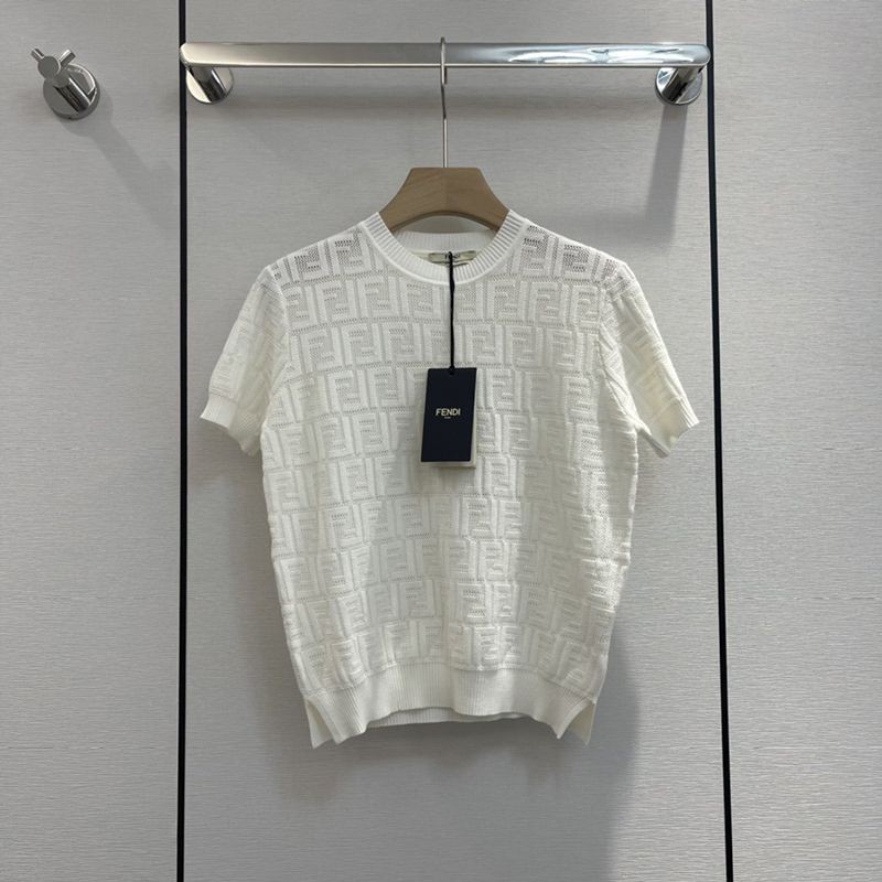 Immediate delivery [Fendi] T-shirt crew neck short sleeve FF logo cotton fake fen66109