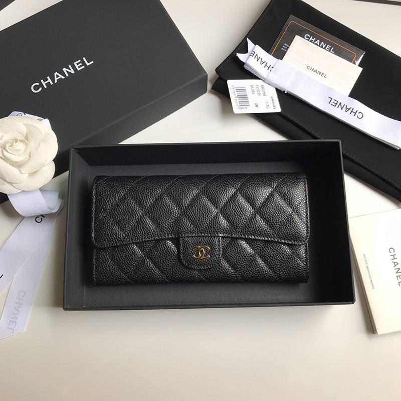 Chanel Replica Bi-fold Wallet with flap Caviar shi38782
