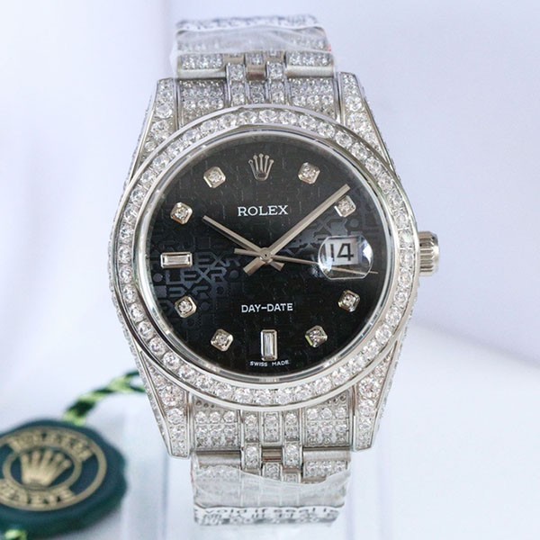 21 Autumn/Winter Rolex Watch Replica Datejust 41MM Black Men's Full Diamond rox07074