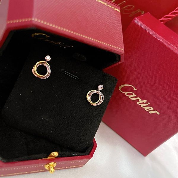 Cartier Trinity replica diamond ring and earrings kaw75591