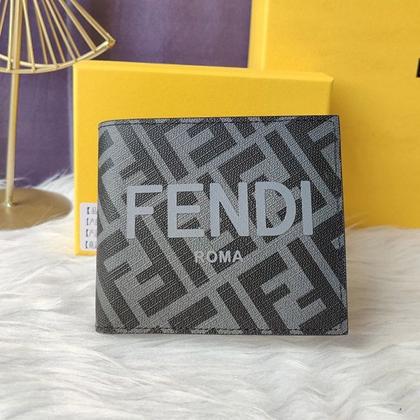 Love at first sight? Fendi black fabric bi-fold wallet replica 7M0339AJJ8F0TUH