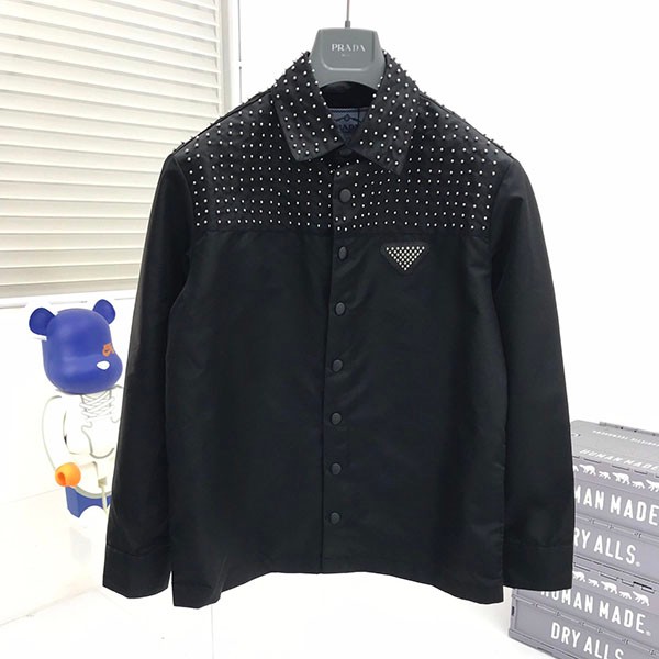 Prada ★ Popular ★ Studded Re-Nylon Shirt Fake SC591_1WQ8