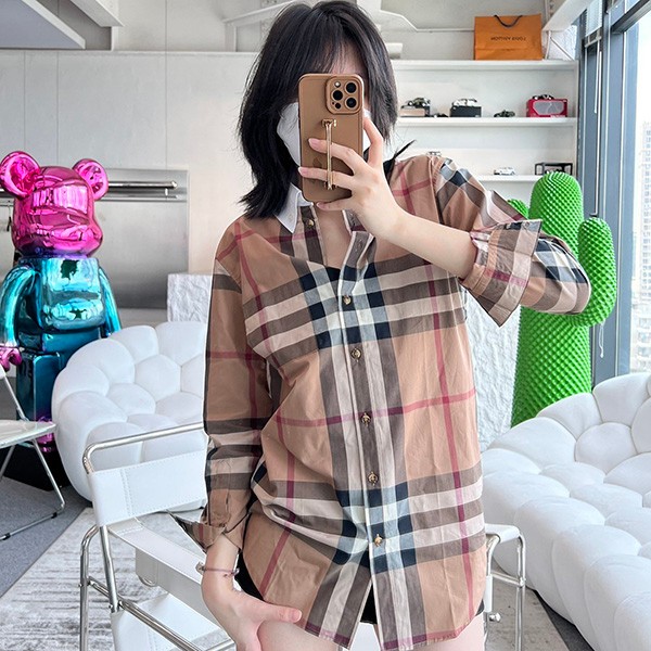 Free shipping Burberry replica Vintage check stretch cotton twill shirt Bai10970