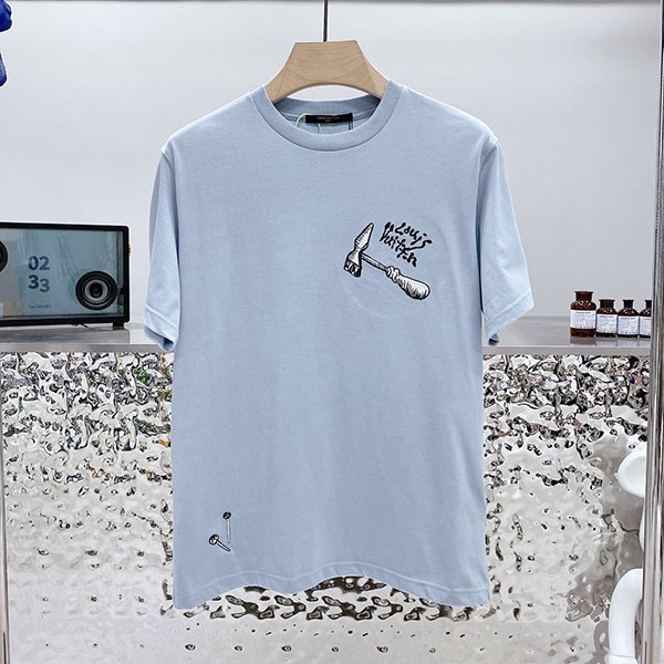 Louis Vuitton Blue T-shirt Replica vuy52658