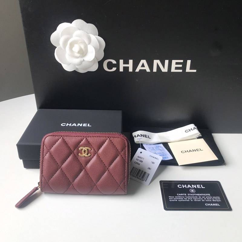 New Chanel Zip Coin Purse Replica Caviar Skin shr20879