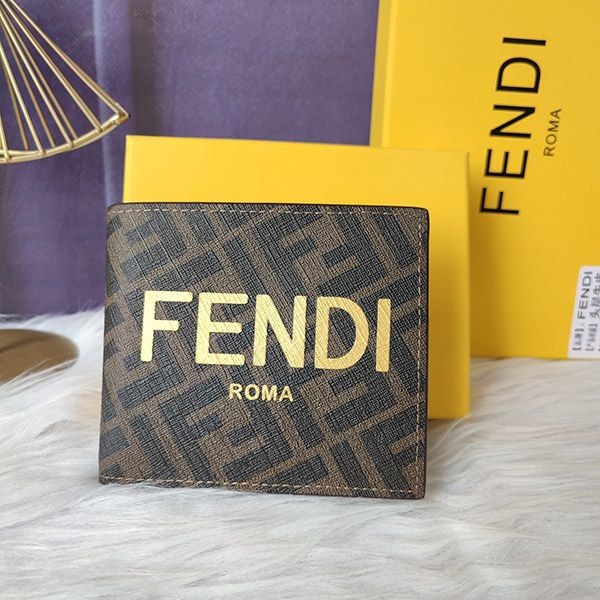 Fendi Brown Fabric Bi-fold Wallet Replica 7M0339AJJ8F1HRH