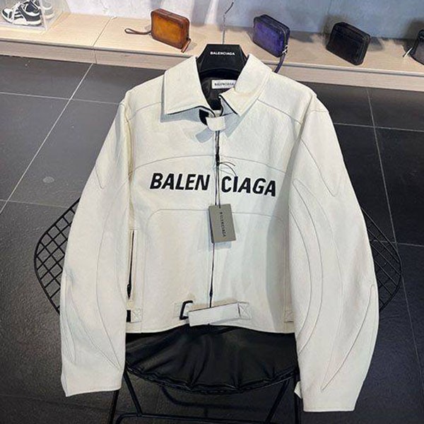 Cute Balenciaga Lamb Leather Jacket Replica White baa03690