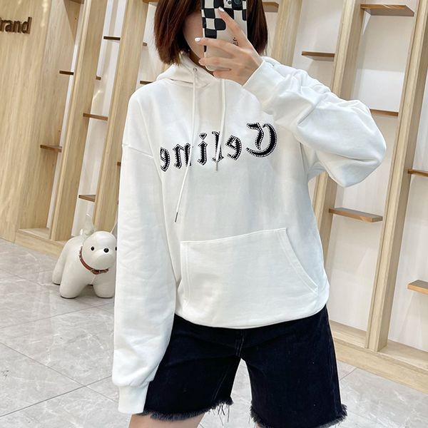 Extremely rare! Celine loose sweatshirt hoodie copy cotton white Cej24554