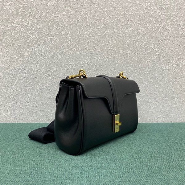 Celine Replica Teen Soft 16 Smooth Calfskin Black 196853CR438NO