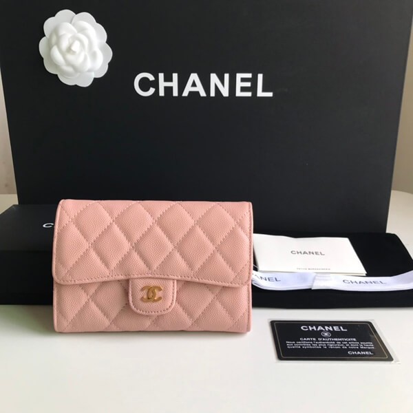 Chanel tri-fold medium size wallet small flap wallet