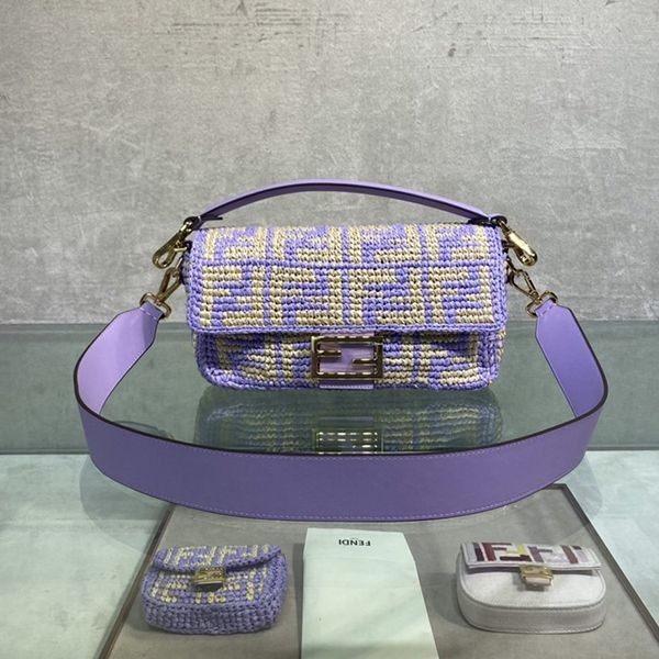★Popular in Japan! Fendi Baguette Raffia Bag FF Crochet Fake fel31085 ★Popular in Japan! Fendi Baguette Raffia Bag FF Crochet Fake fel31085