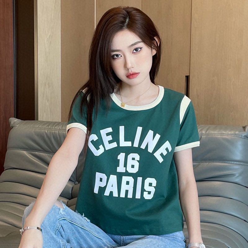 Rare color★Celine★16 embroidered T-shirt★cotton jersey fake Ceu56742 Rare color★Celine★16 embroidered T-shirt★cotton jersey fake Ceu56742