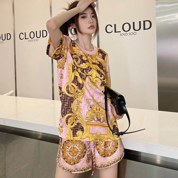 New Fender Chain Top and Bottom Set Copy ★ Multicolor Jersey T-shirt fen68952 New Fender Chain Top and Bottom Set Copy ★ Multicolor Jersey T-shirt fen68952