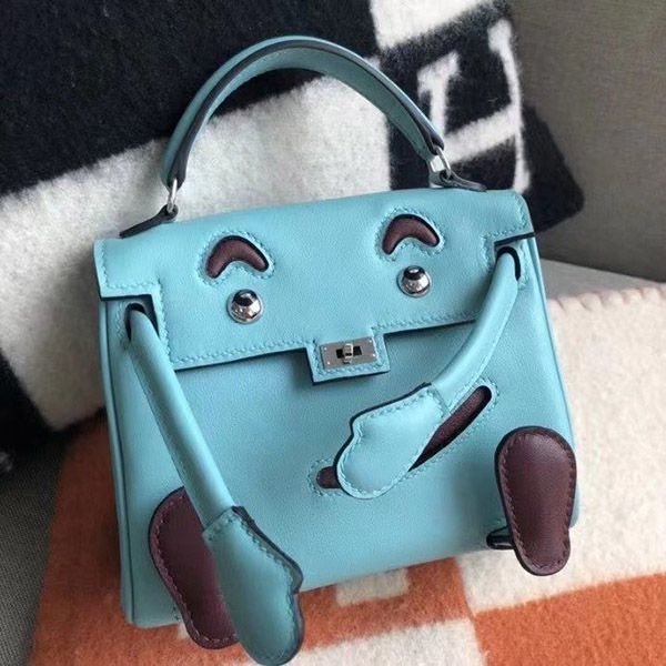 Rare Hermes Kelly Doll Replica Blue Silver Hardware eri13285