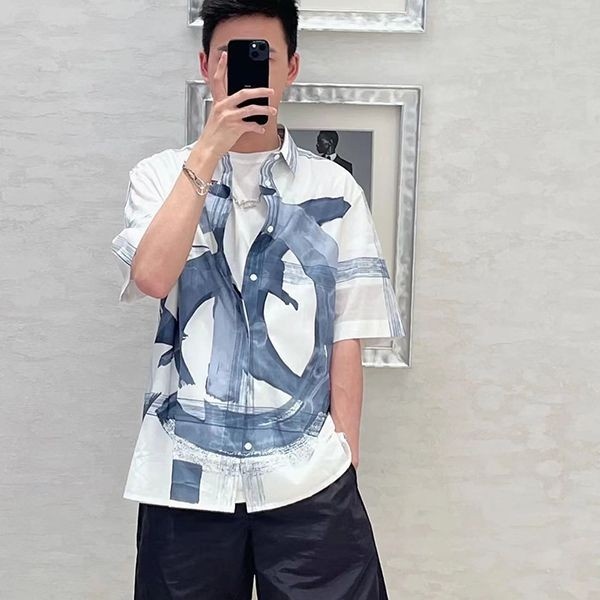 No.1 Popular Dior Men's CD Logo Silk Short Sleeve Shirt Replica dew70171