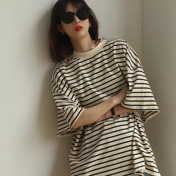 Very popular "Jil Sander fake" short-sleeved striped T-shirt with back logo Jiy97640 Very popular "Jil Sander fake" short-sleeved striped T-shirt with back logo Jiy97640