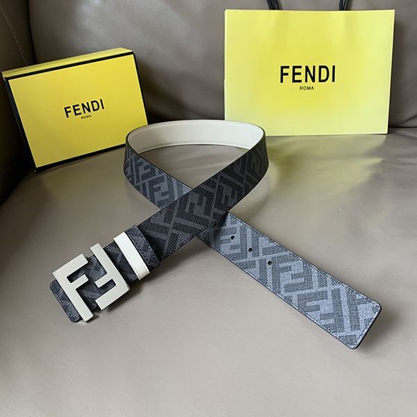Very popular!! New color Fendi men's belt reversible logo gift 4.0cm fake fes12836