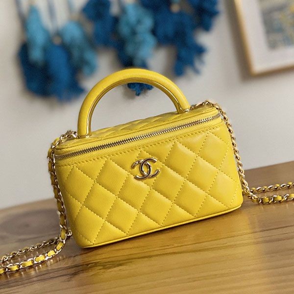 [Not available in Japan] Chanel Vanity Navy Replica Champagne Gold shh78713