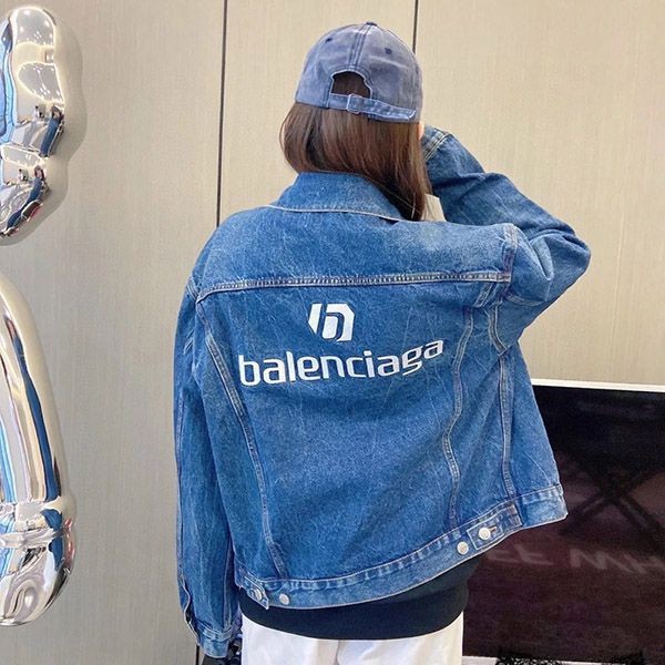 New Balenciaga Replica Logo Cotton Denim Jacket bav64977