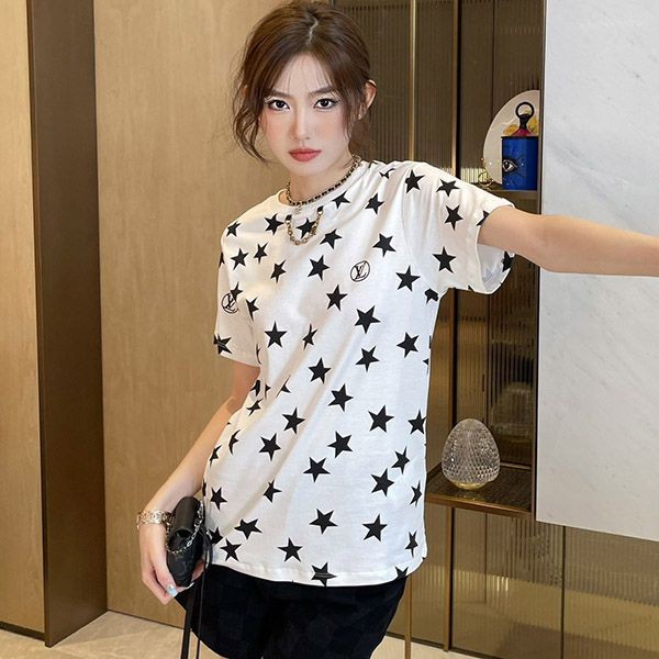 Free shipping Louis Vuitton Star Print T-shirt Replica 1AA9WV Free shipping Louis Vuitton Star Print T-shirt Replica 1AA9WV