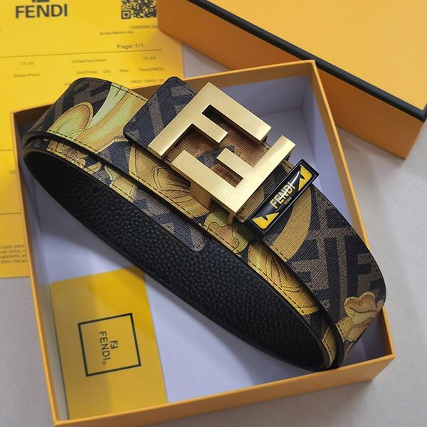 Cute Fendi men's belt, reversible, logo, gift, 3.8cm, fake, few15341
