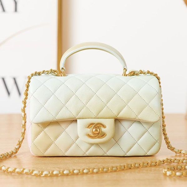 Cute Chanel Beige Classic Mini Flap Bag shk75721